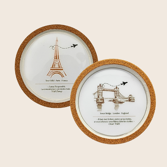 Dessous de verre en Jesmonite fait main - Monuments du monde