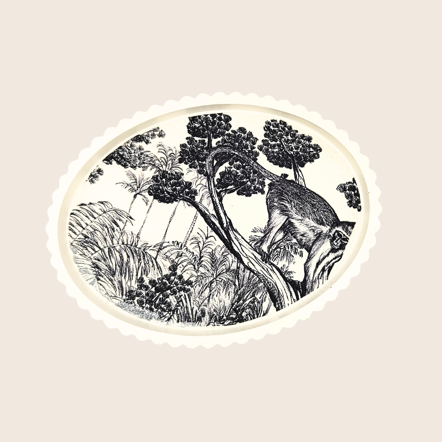 Plateau décoratif en jesmonite avec tissu incrusté – Collection Jungle