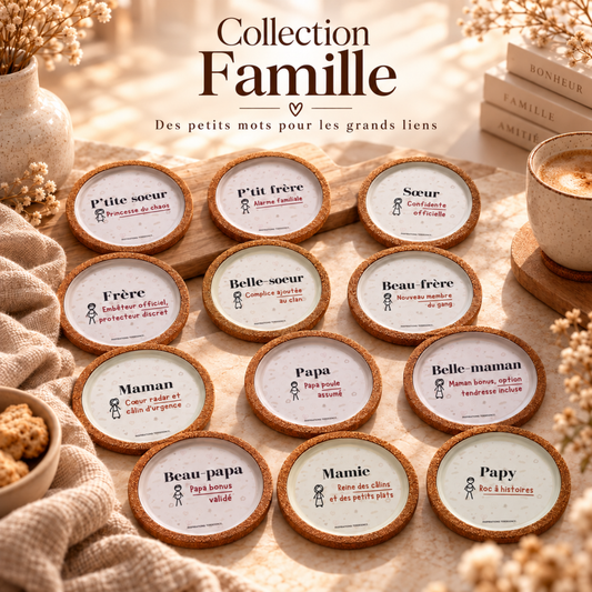 Dessous de verre personnalisé en jesmonite – Famille