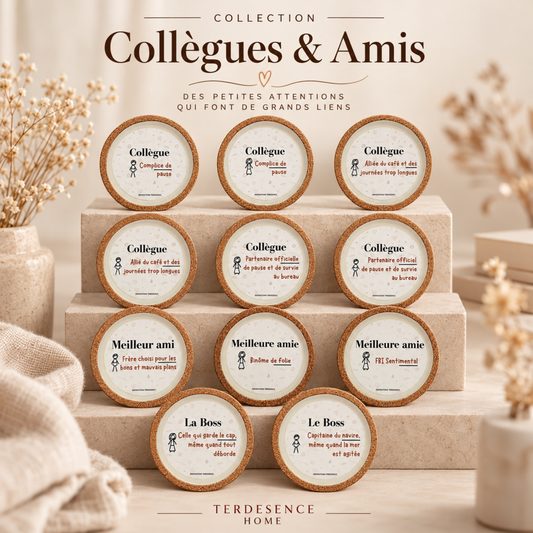 Dessous de verre personnalisé en jesmonite – Amis & Collègues