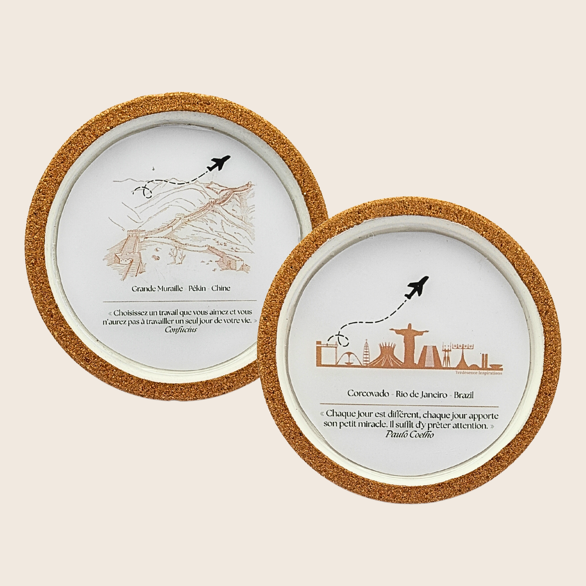 Dessous de verre en Jesmonite fait main - Monuments du monde