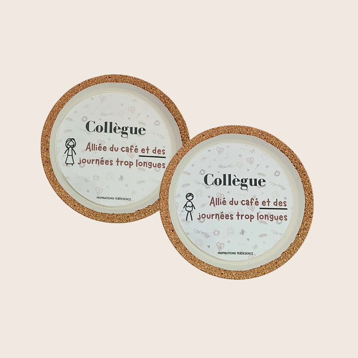 Dessous de verre personnalisé en jesmonite – Amis & Collègues