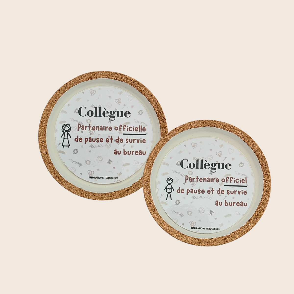 Dessous de verre personnalisé en jesmonite – Amis & Collègues