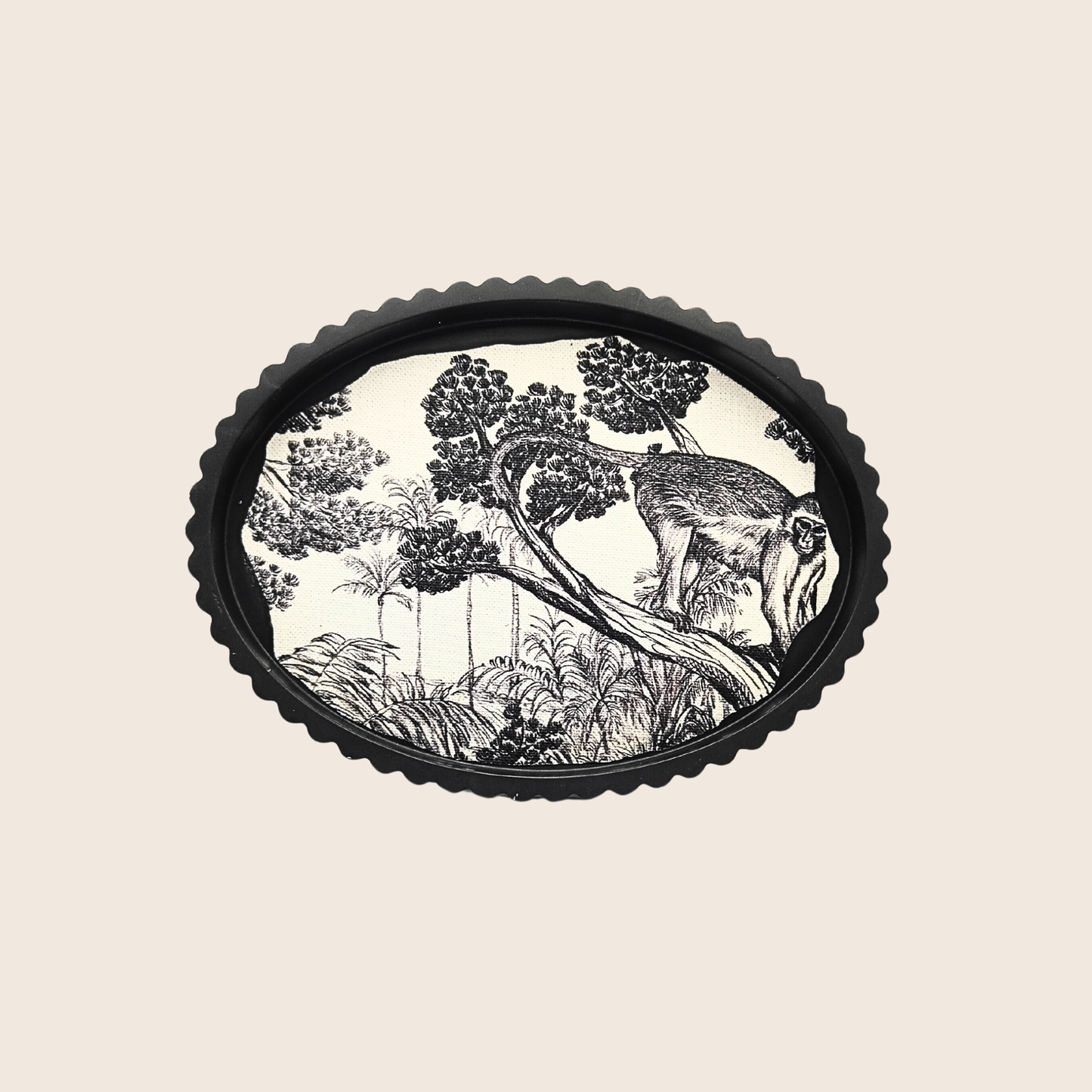 Plateau décoratif en jesmonite avec tissu incrusté – Collection Jungle