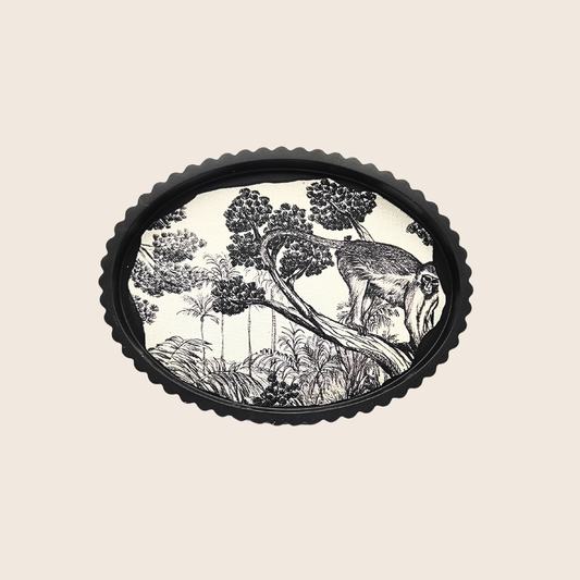 Plateau décoratif en jesmonite avec tissu incrusté – Collection Jungle
