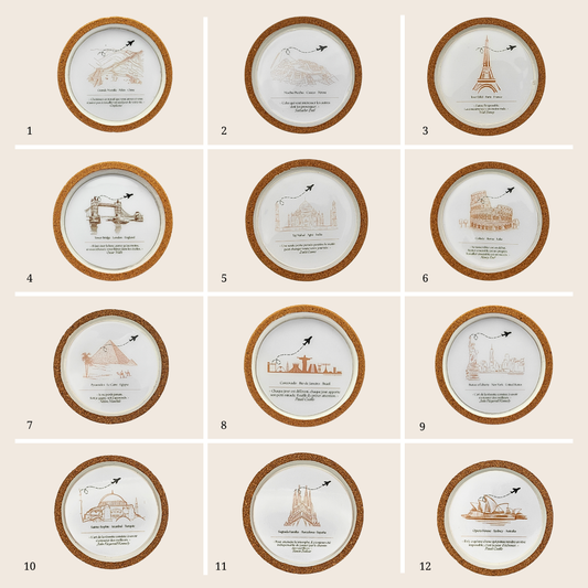 Dessous de verre en Jesmonite fait main - Monuments du monde