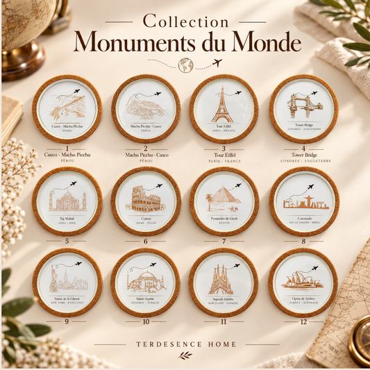 Dessous de verre en Jesmonite fait main - Monuments du monde