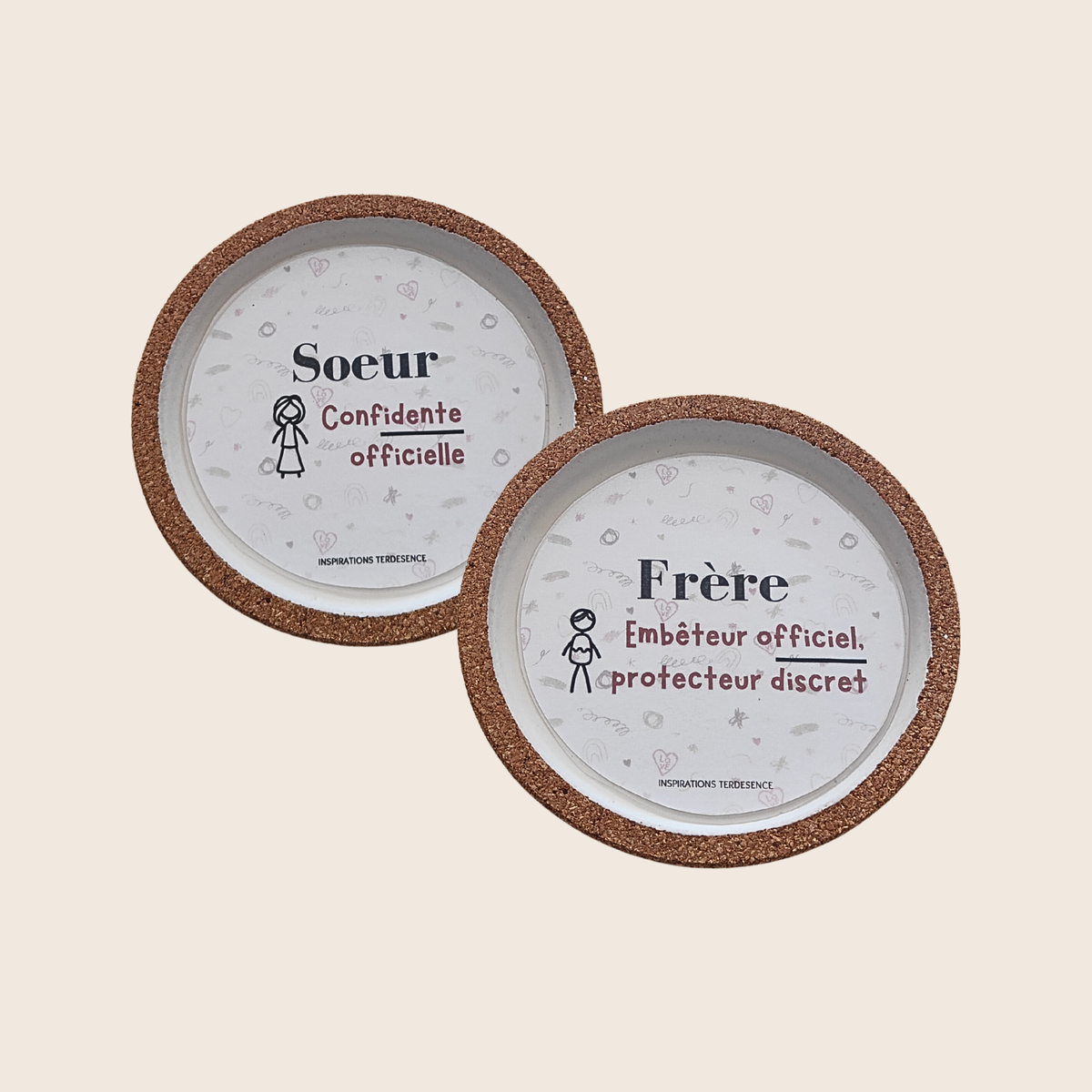 Dessous de verre personnalisé en jesmonite – Famille